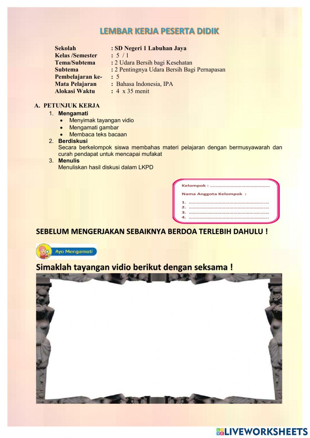 Lkpd kelas 5 tematik