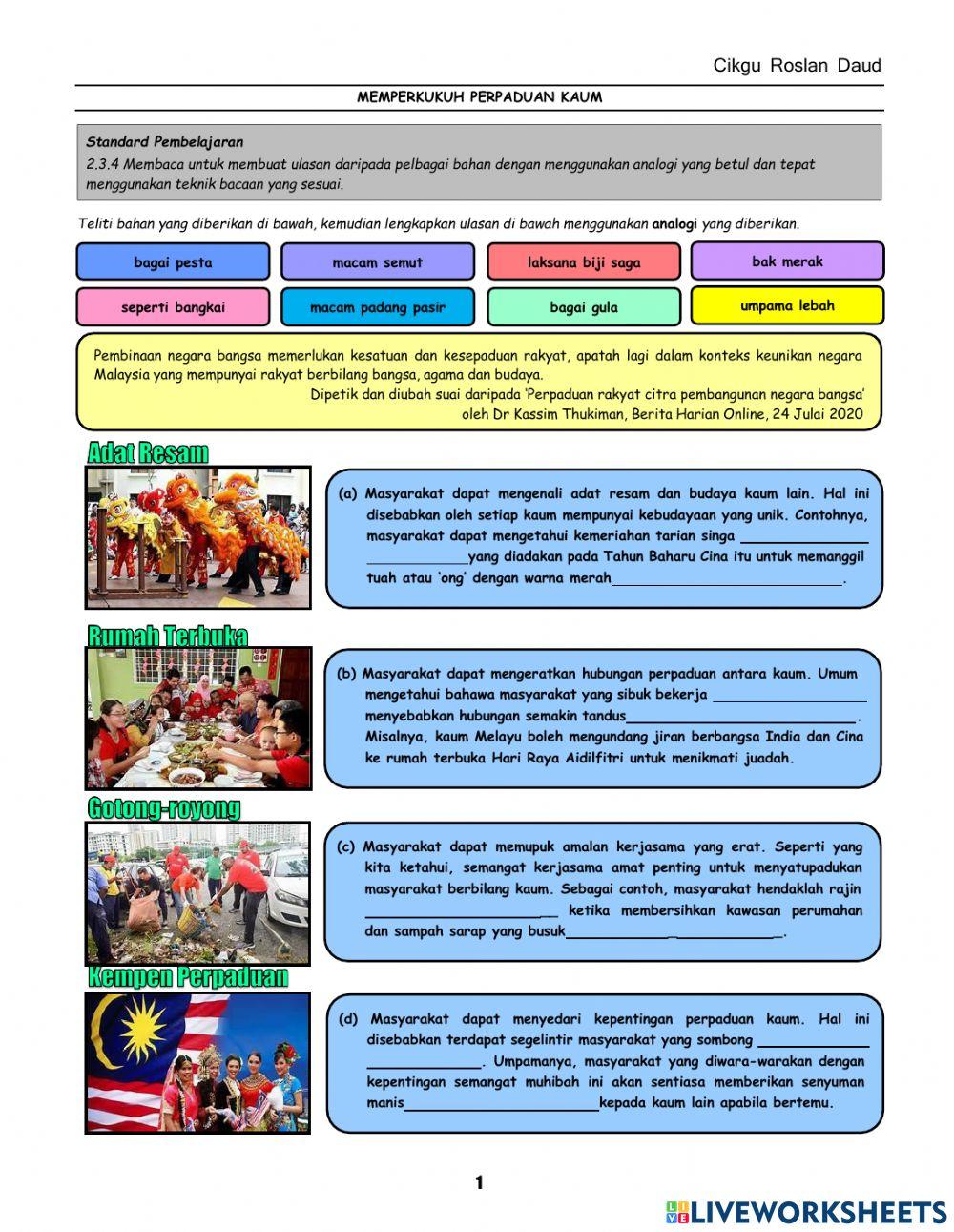 BM SPM - Memperkukuh Perpaduan Kaum