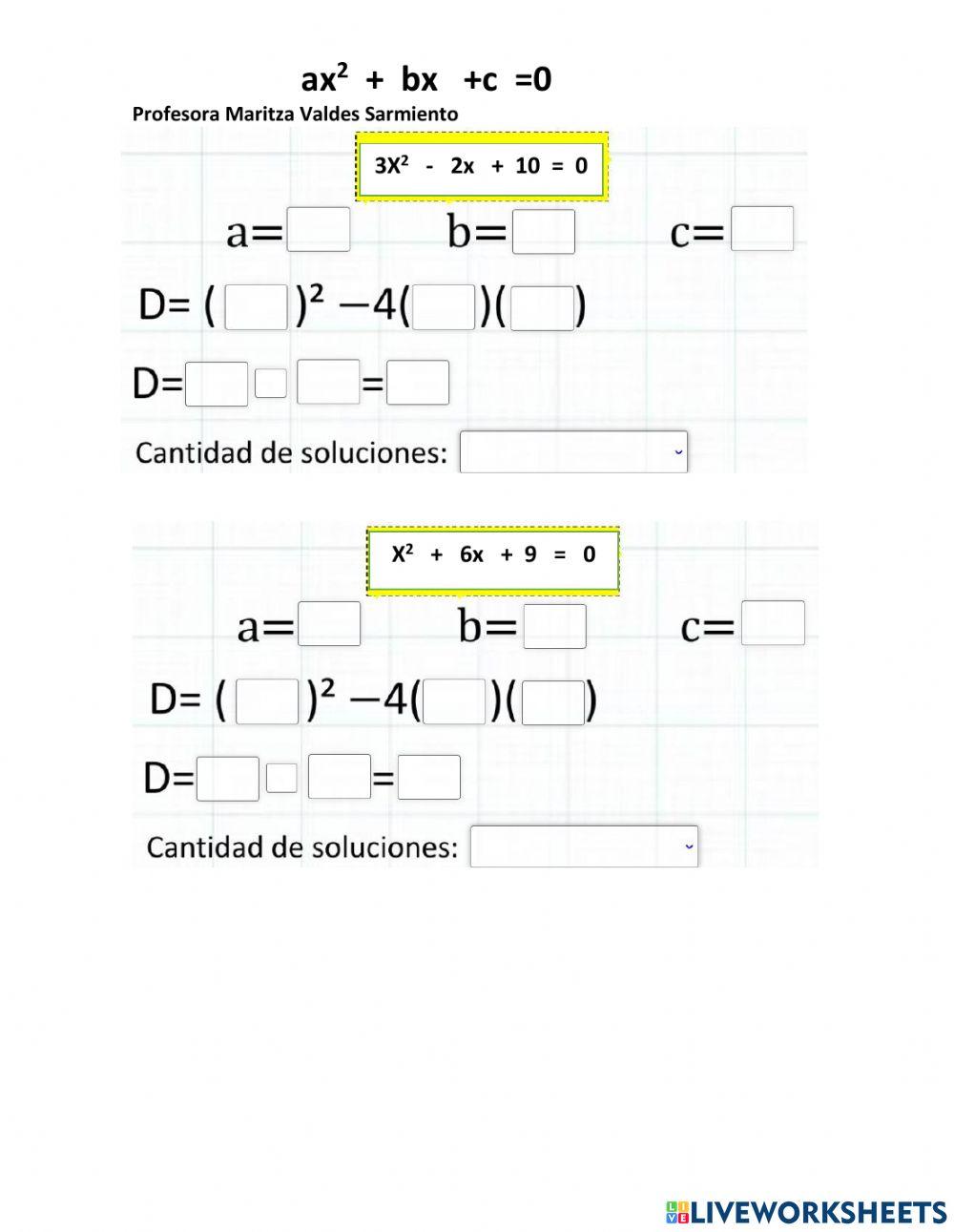 Ejercicios de Diuscriminante