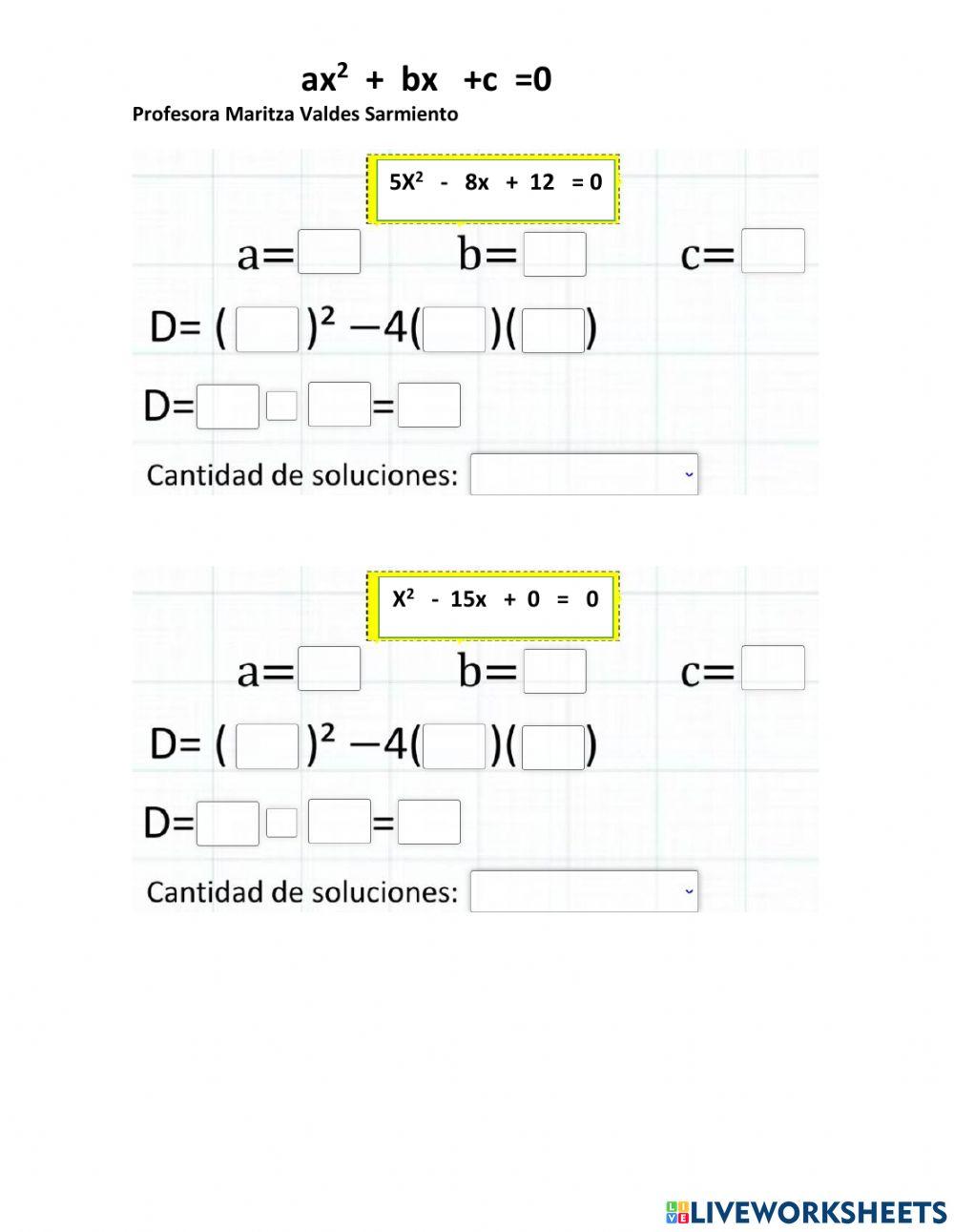 Ejercicios de Diuscriminante