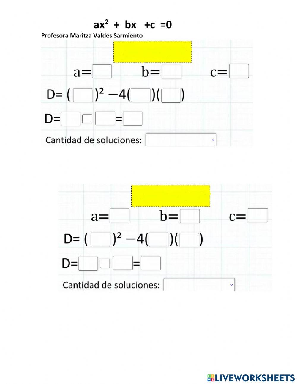 Ejercicios de Diuscriminante
