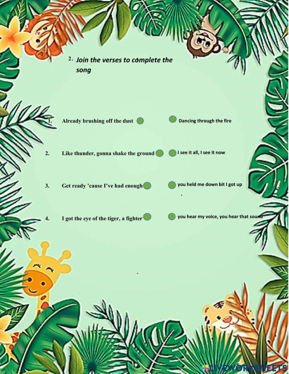 Song Roar Katy Perry - vocabulary practice - ESL worksheet by caiomachado