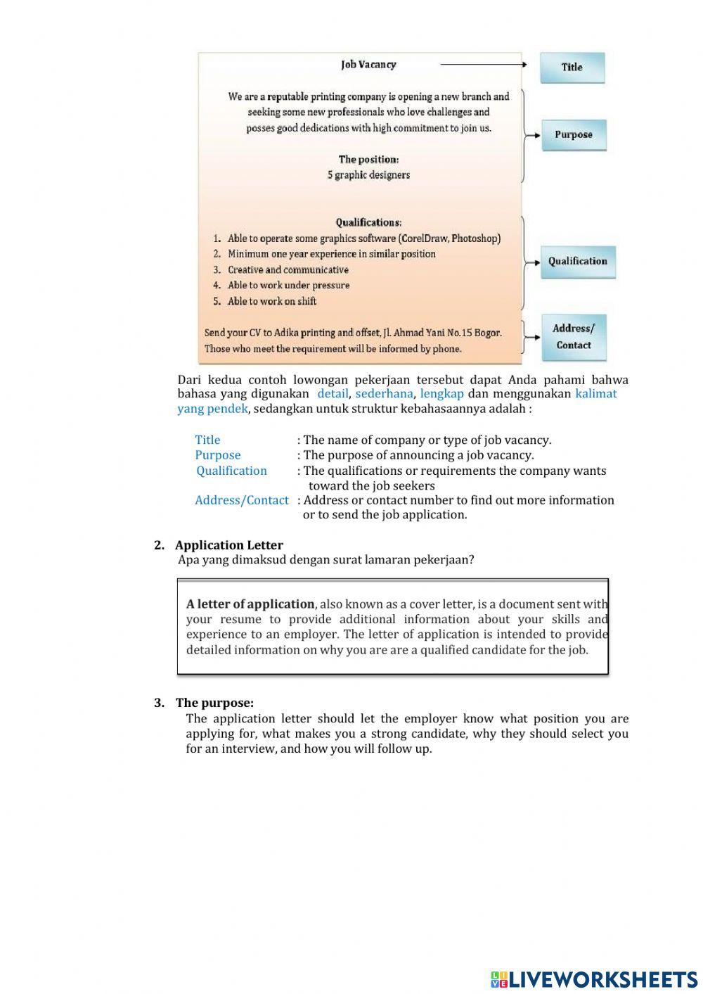 Pengayaan Penilaian Harian 1 KD.3.1 Application Letter