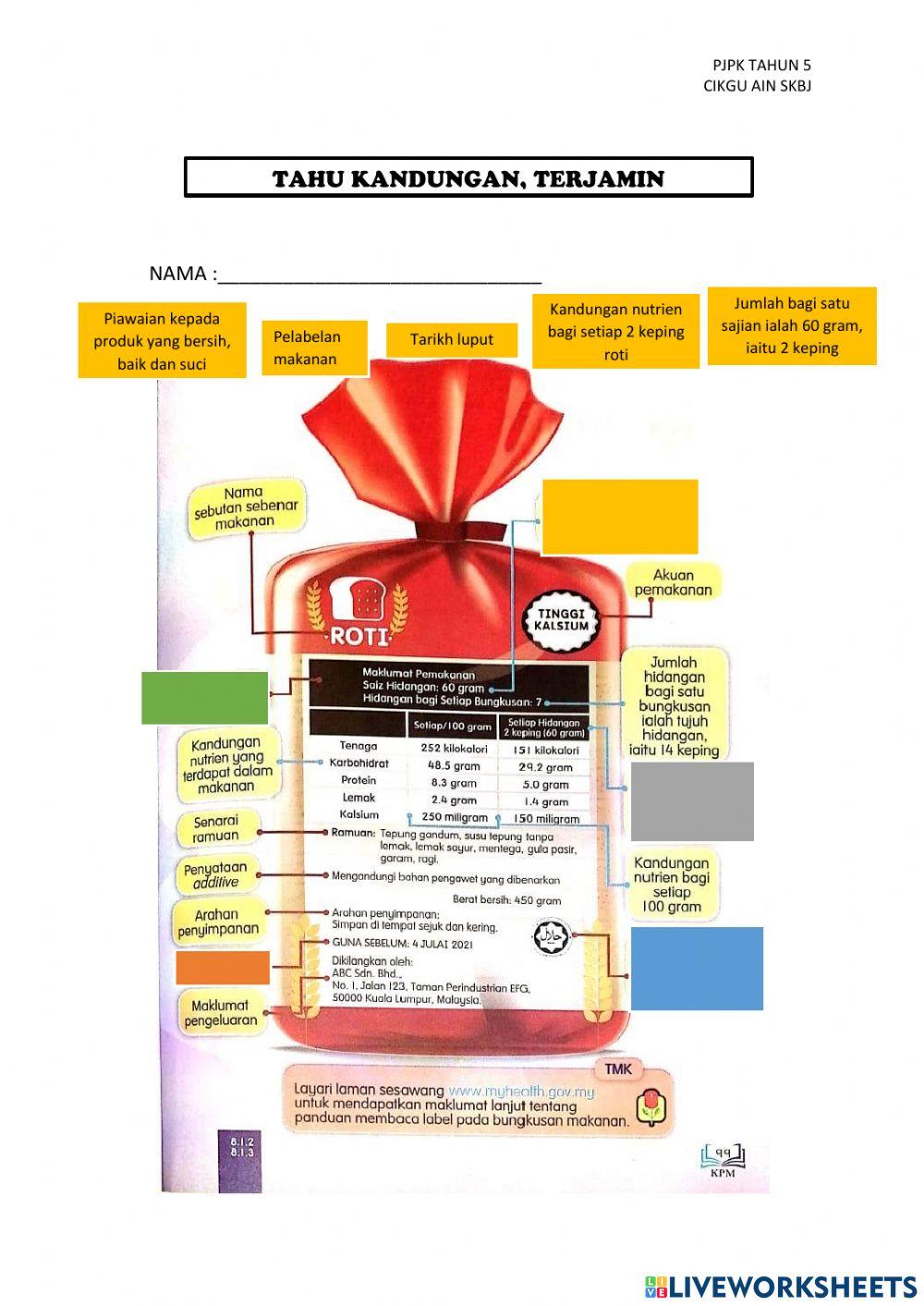 Pelabelan nutiren makanan tahun 5