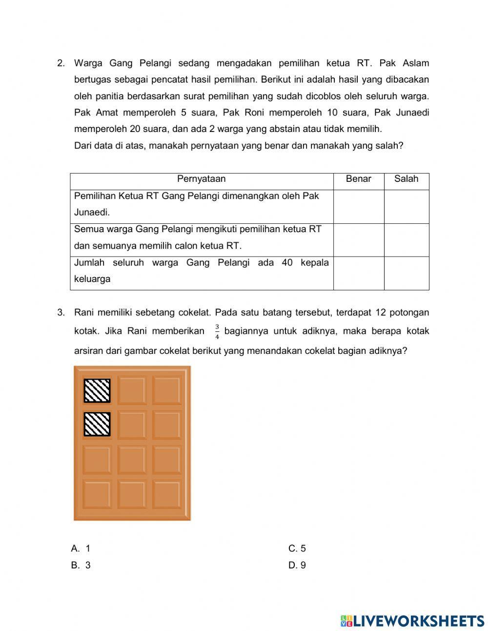 Soal AKM Numerasi Kelas 4