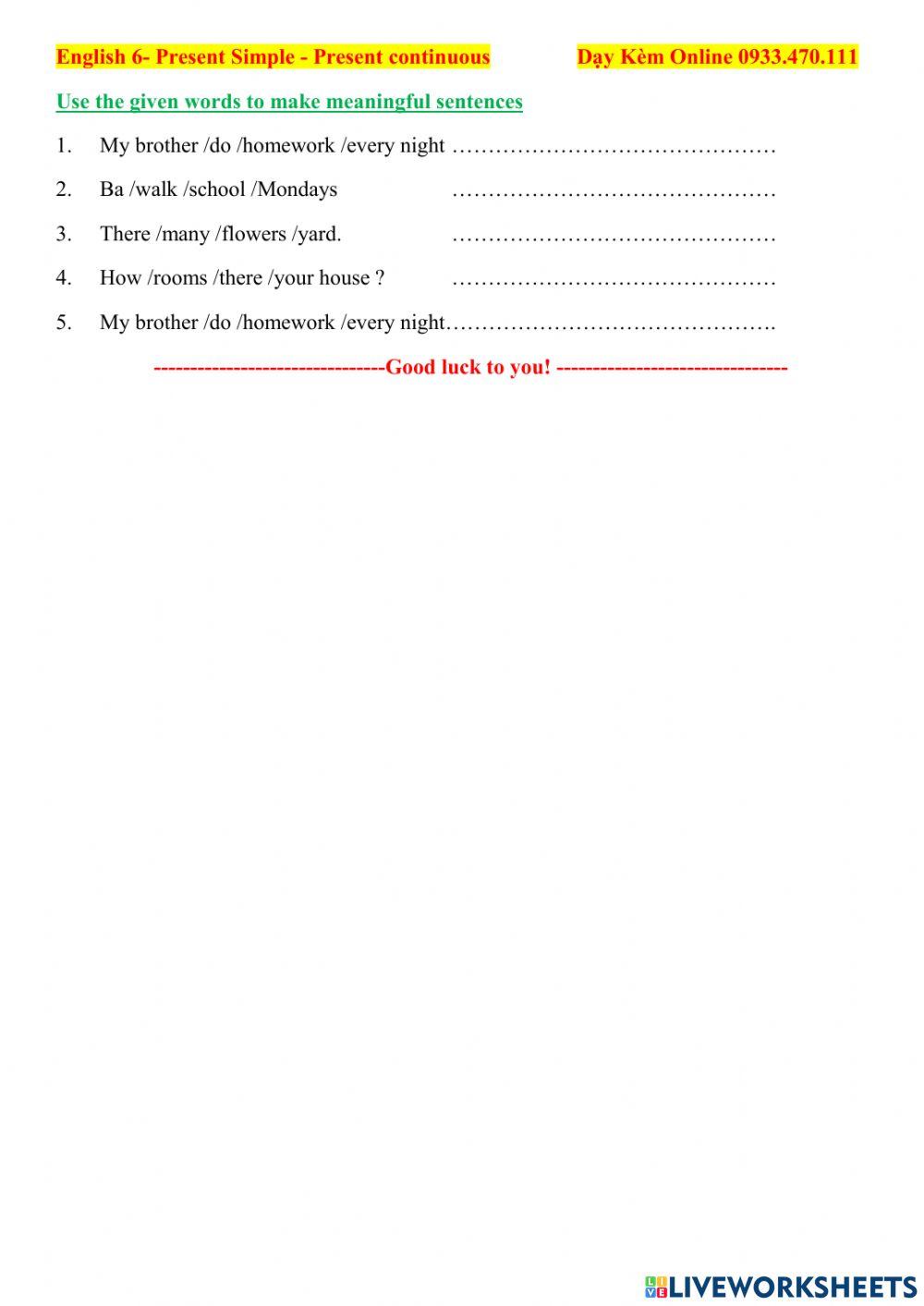 English 6 - Present Simple-Task 2