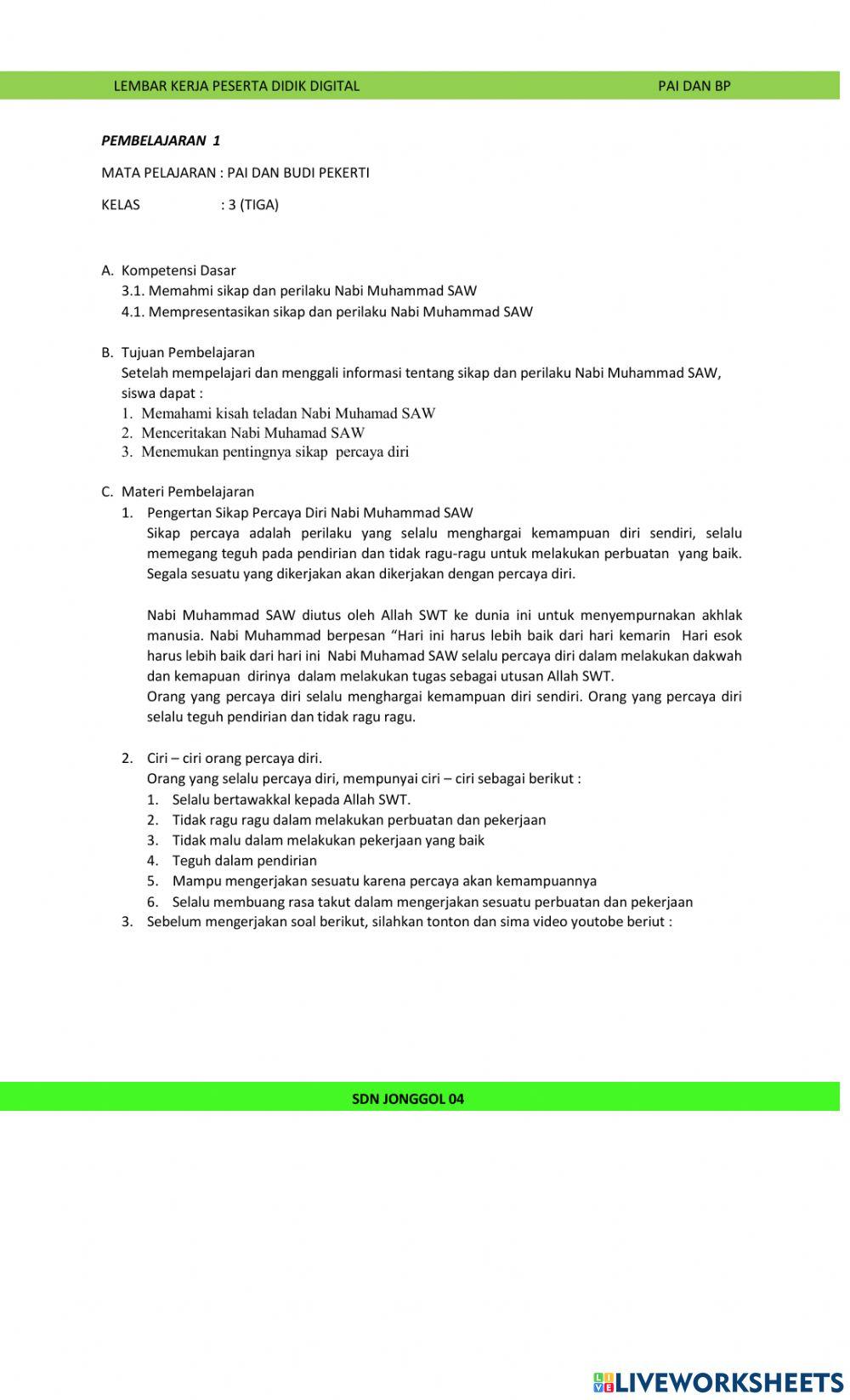 Teladan Sikap Percaya Diri Nabi Muhammad SAW