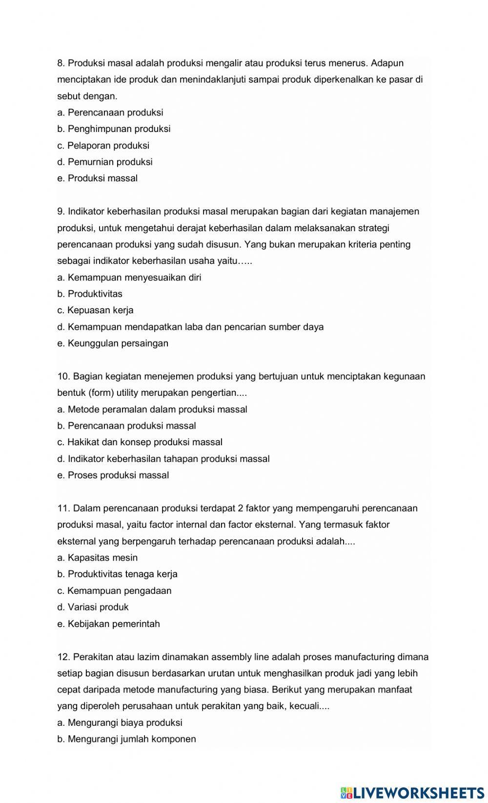 Perencanaan Produksi Masal