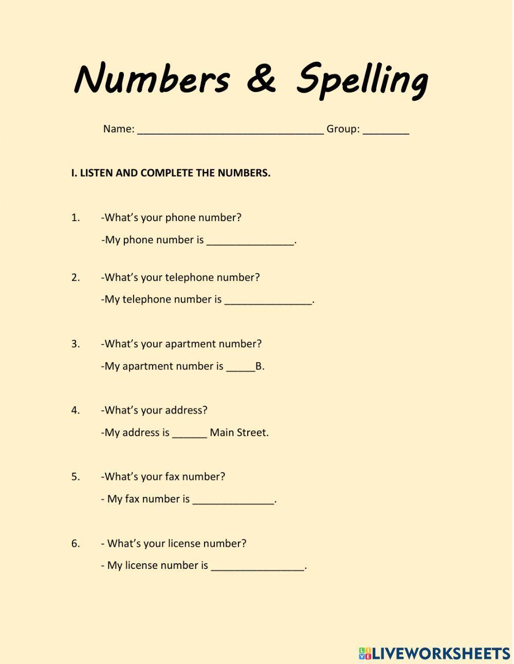 Numbers and Spelling