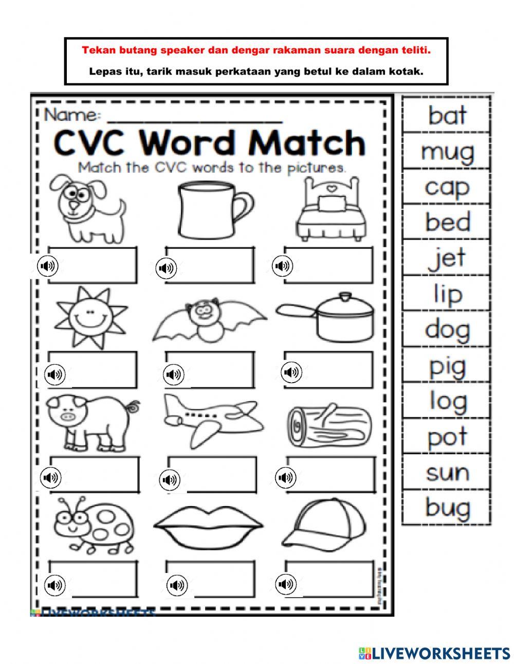 1277515 | CVC Worksheet | Tinesh | LiveWorksheets