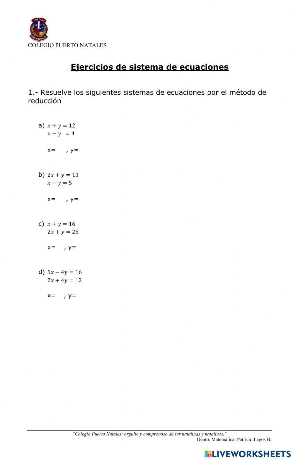 Sistema de ecuaciones
