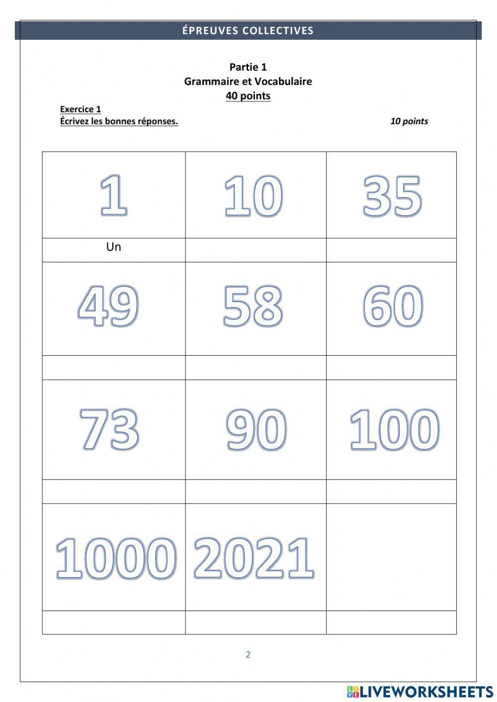 Les Chiffres 1 à 1000