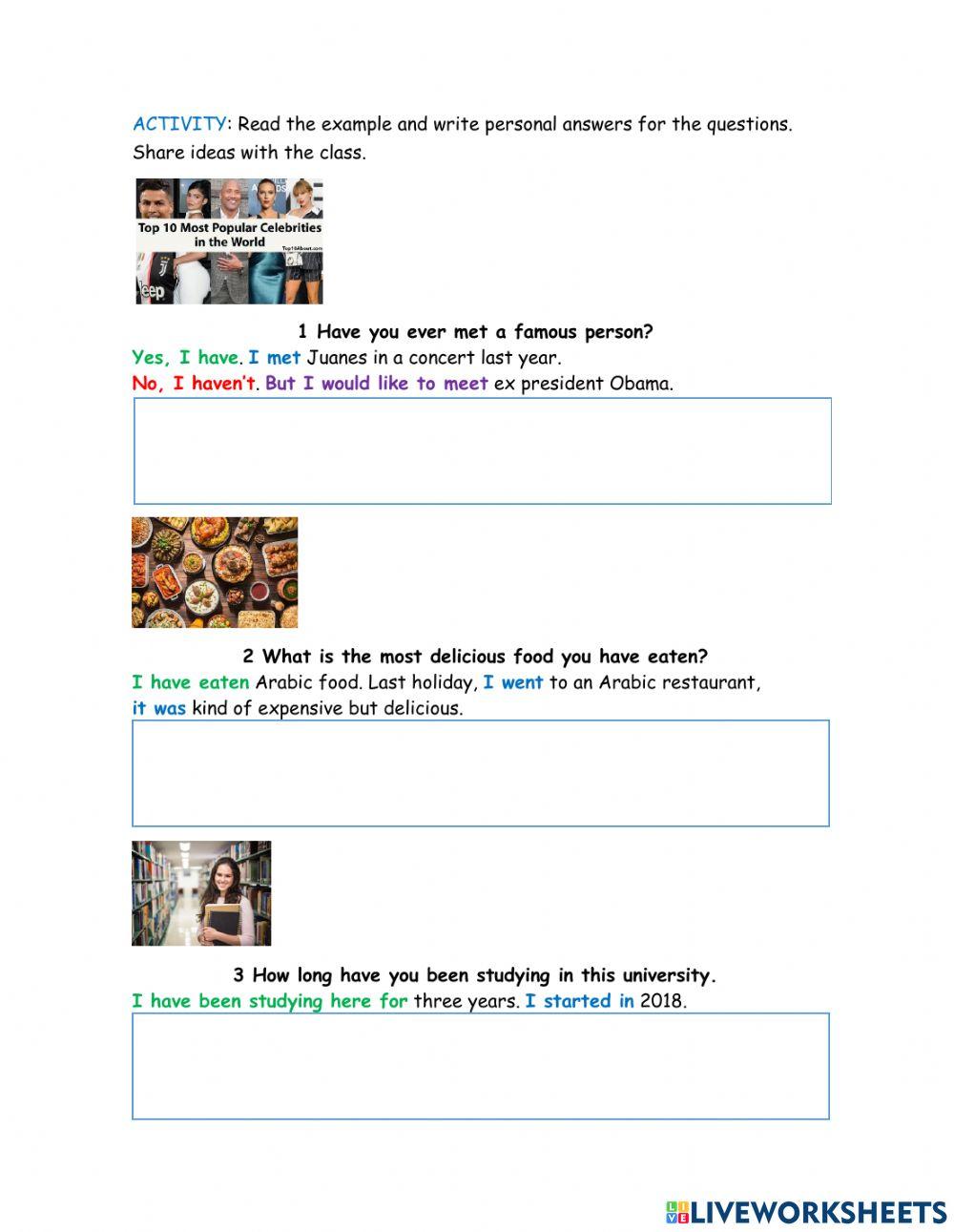 Life goals present perfect 2