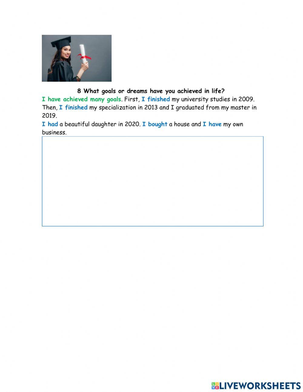 Life goals present perfect 2