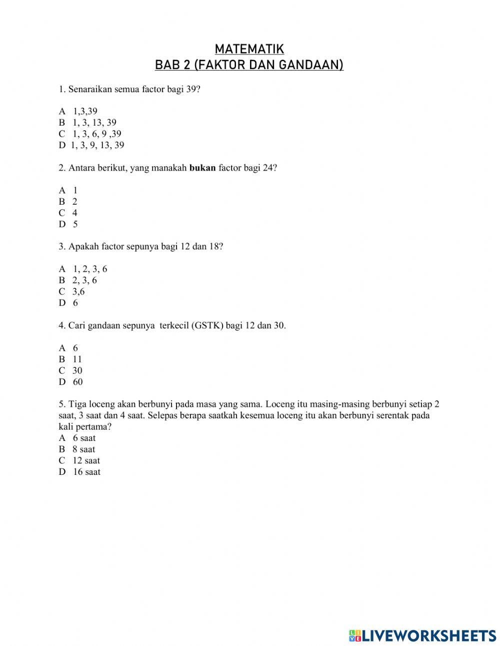 Matematik tingkatan 1 bab 1-3