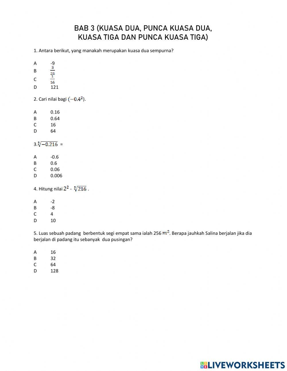 Matematik tingkatan 1 bab 1-3