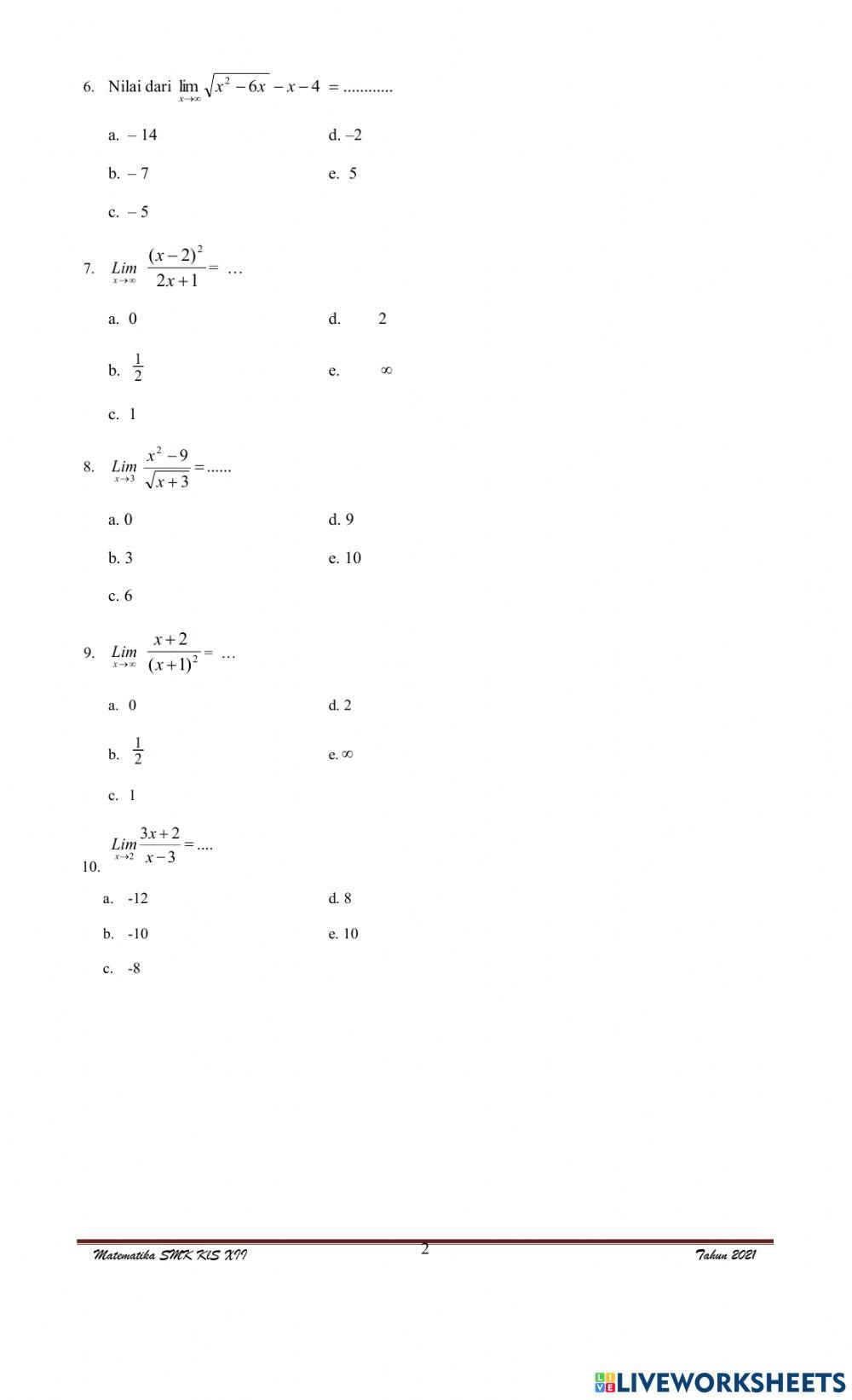 UH limit fungsi aljabar