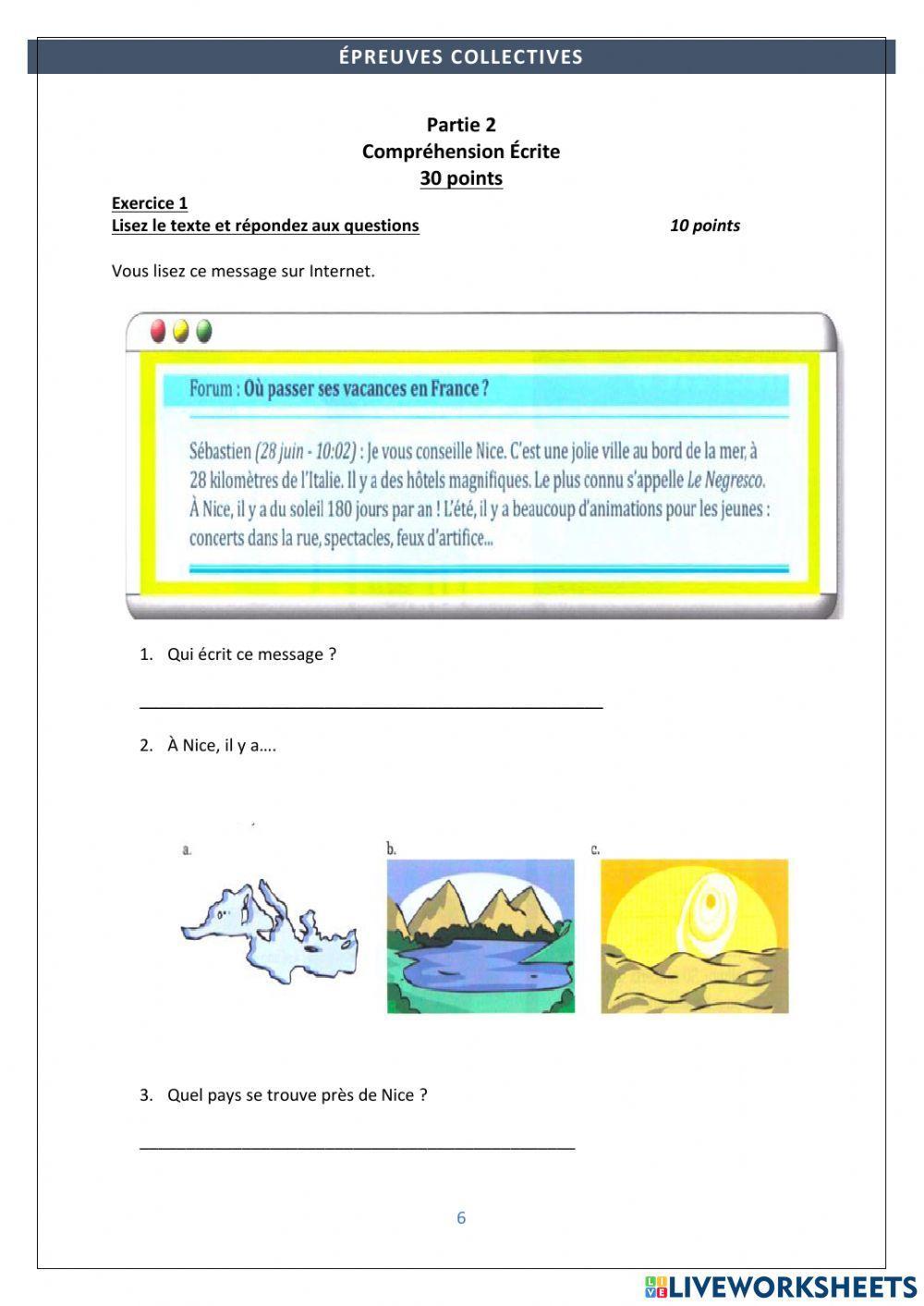 Comprehension Écrite