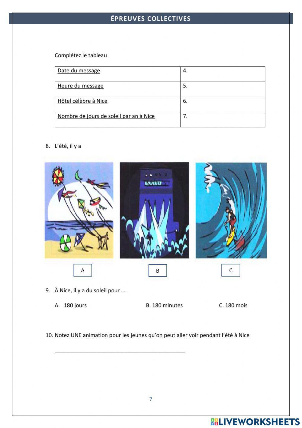 Comprehension Écrite
