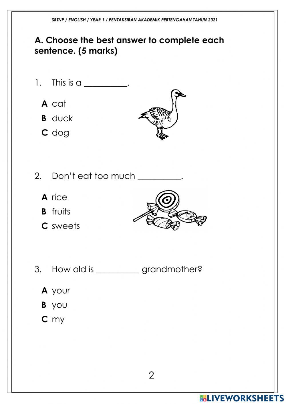 Ujian Bertulis SRTNP Pertengahan Tahun 2021