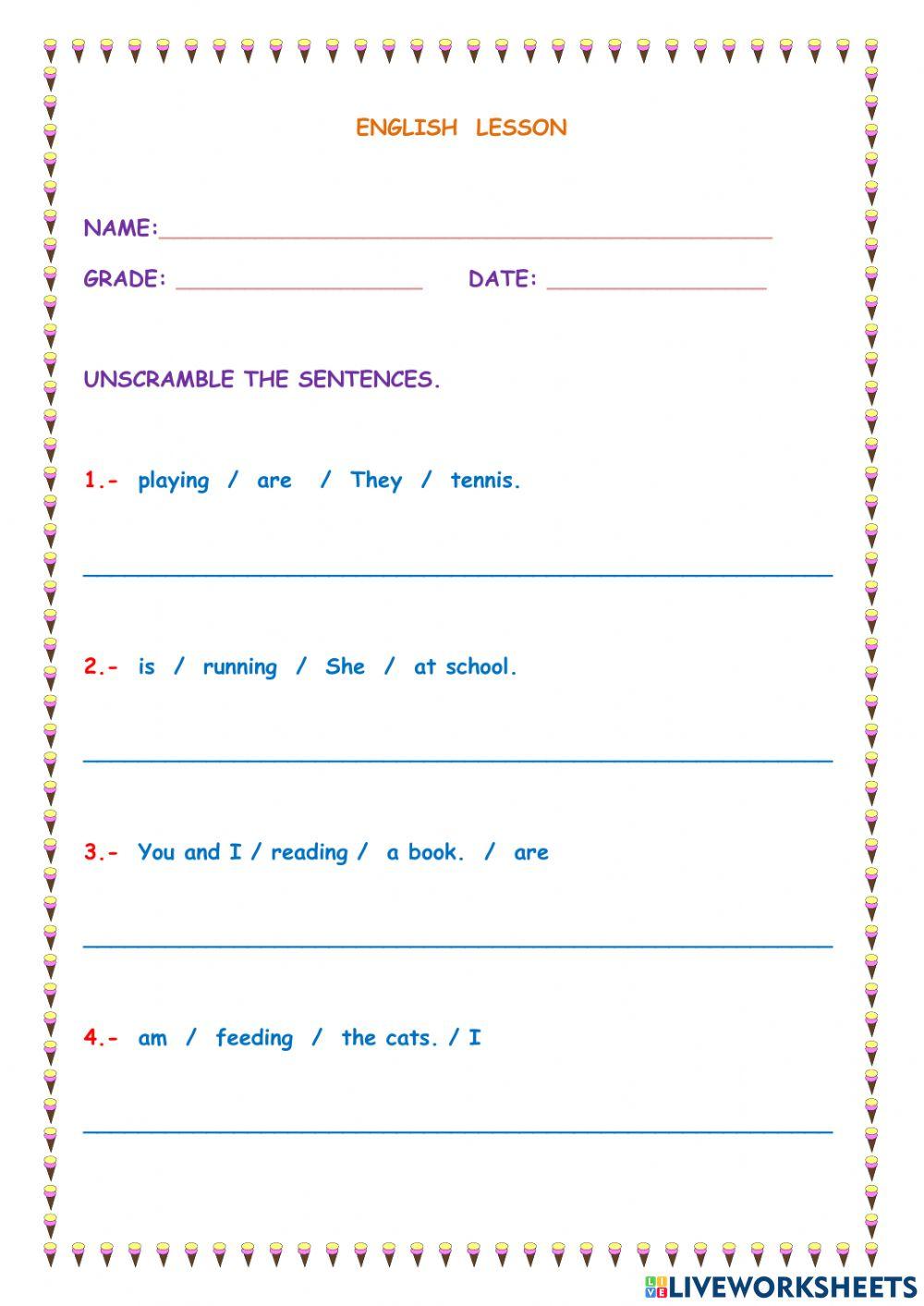 Sentences in present continuous