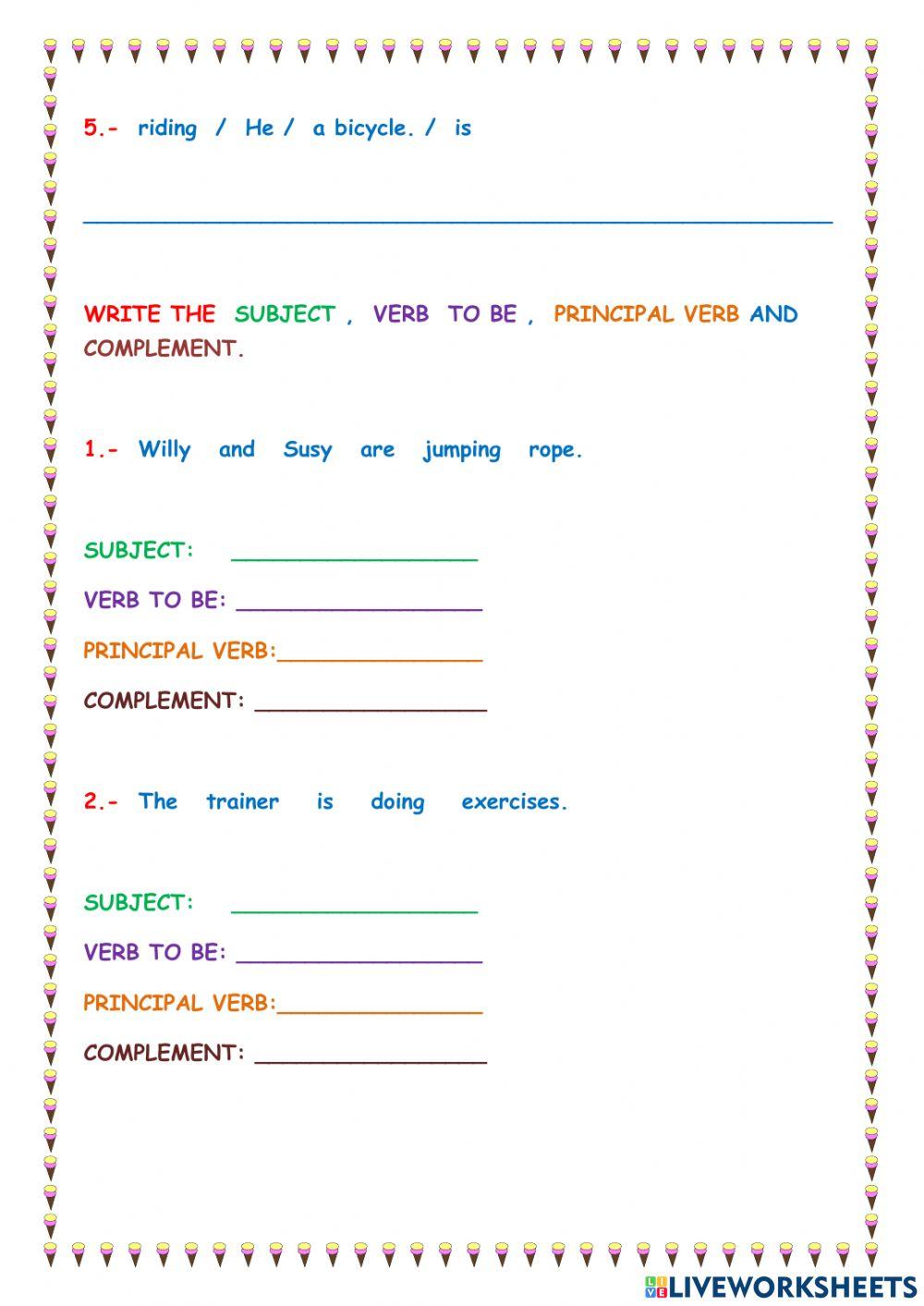 Sentences in present continuous