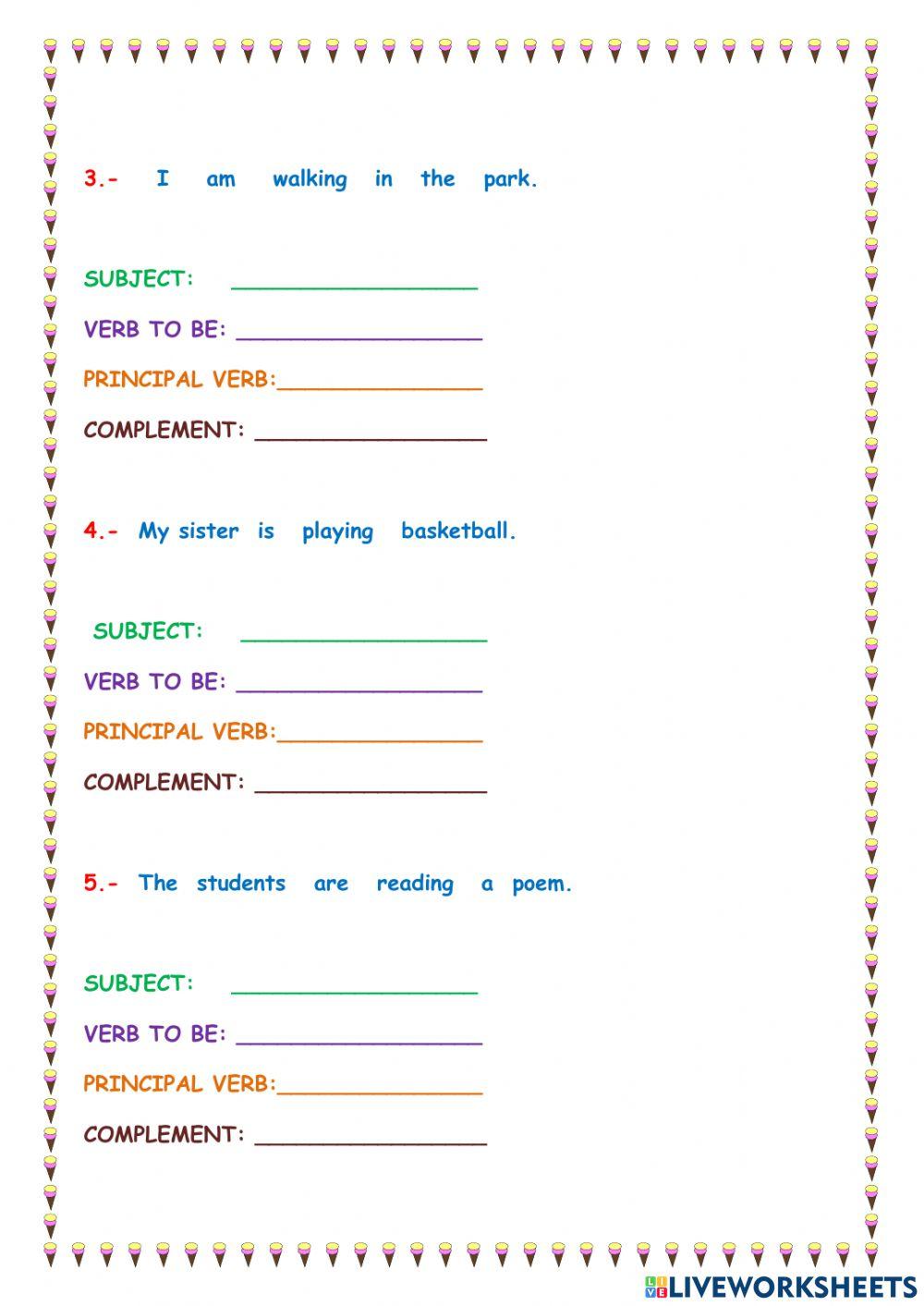 Sentences in present continuous