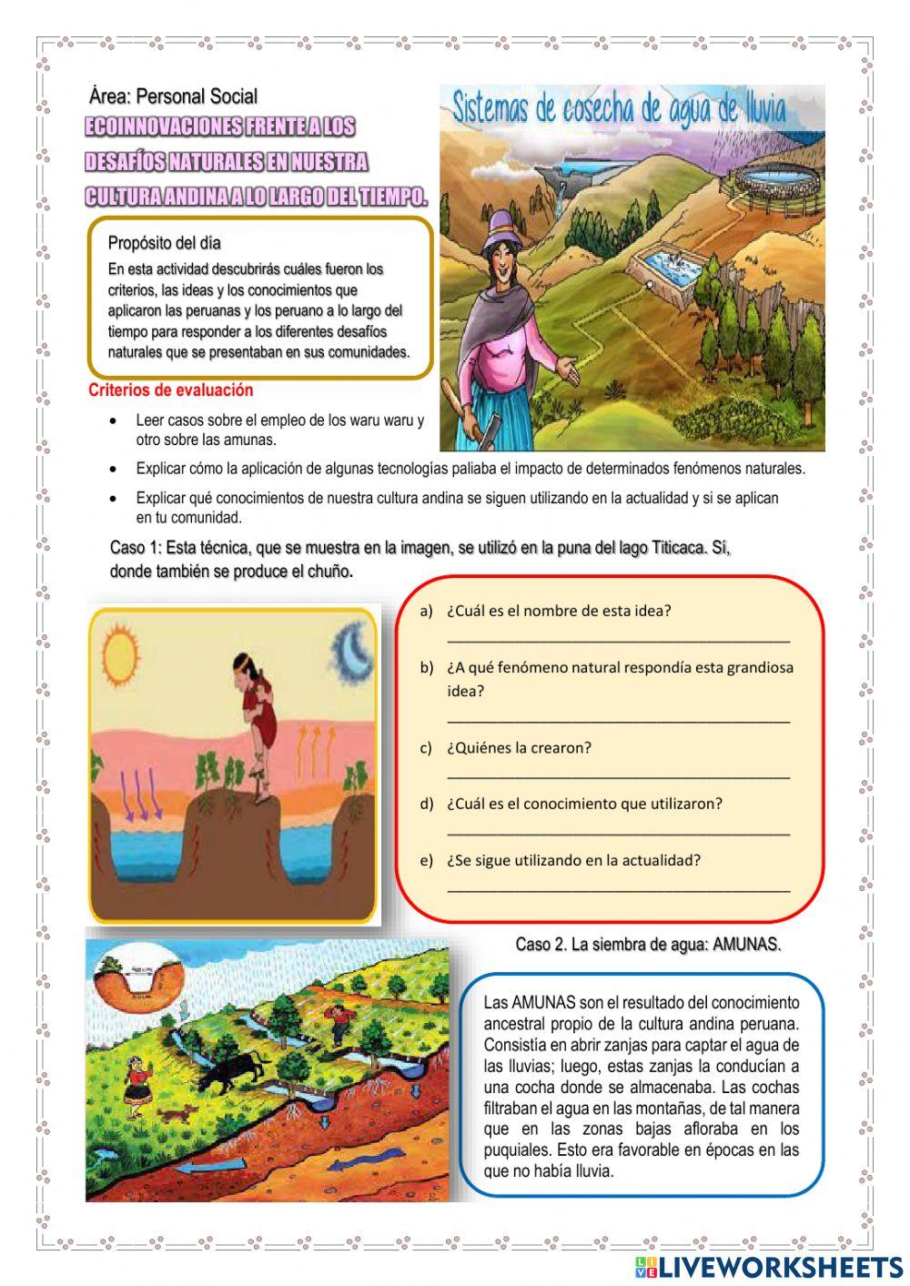 Ecoinnovaciones frente a los desafíos naturales en nuestra cultura andina a lo largo del tiempo.