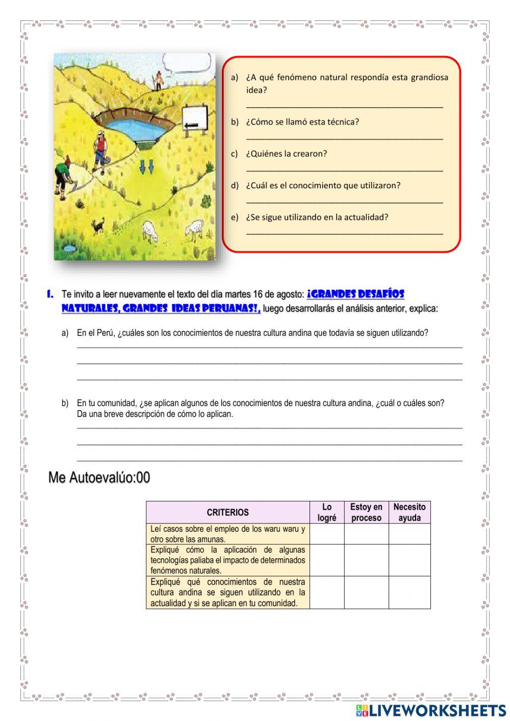 Ecoinnovaciones frente a los desafíos naturales en nuestra cultura andina a lo largo del tiempo.