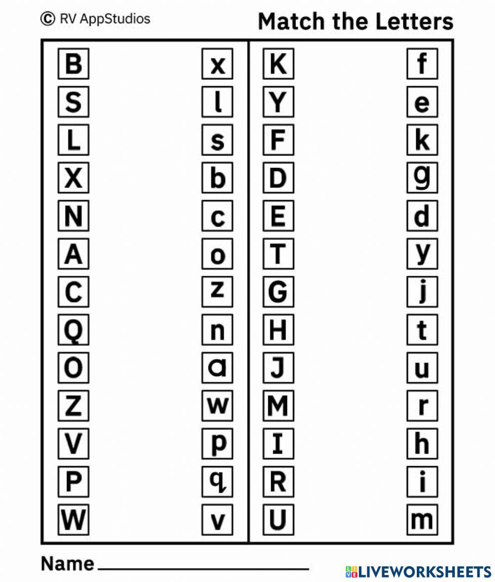 A Z matching online exercise for Live Worksheets A Z matching online exercise for Live Worksheets