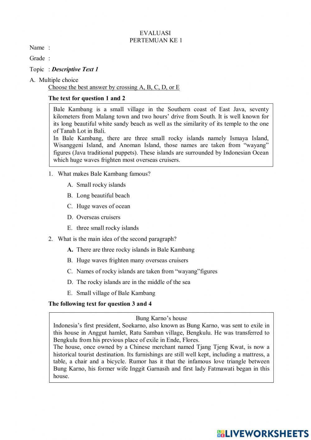 Evaluation Descriptive 1