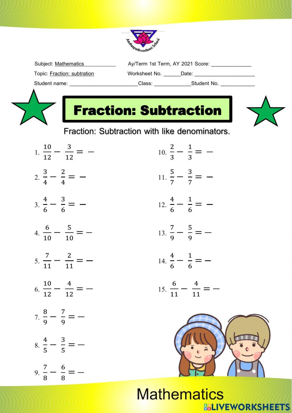 Subtraction Fraction Subtraction Fraction