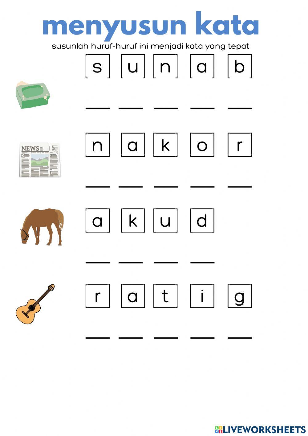 Menyusun huruf menjadi kata
