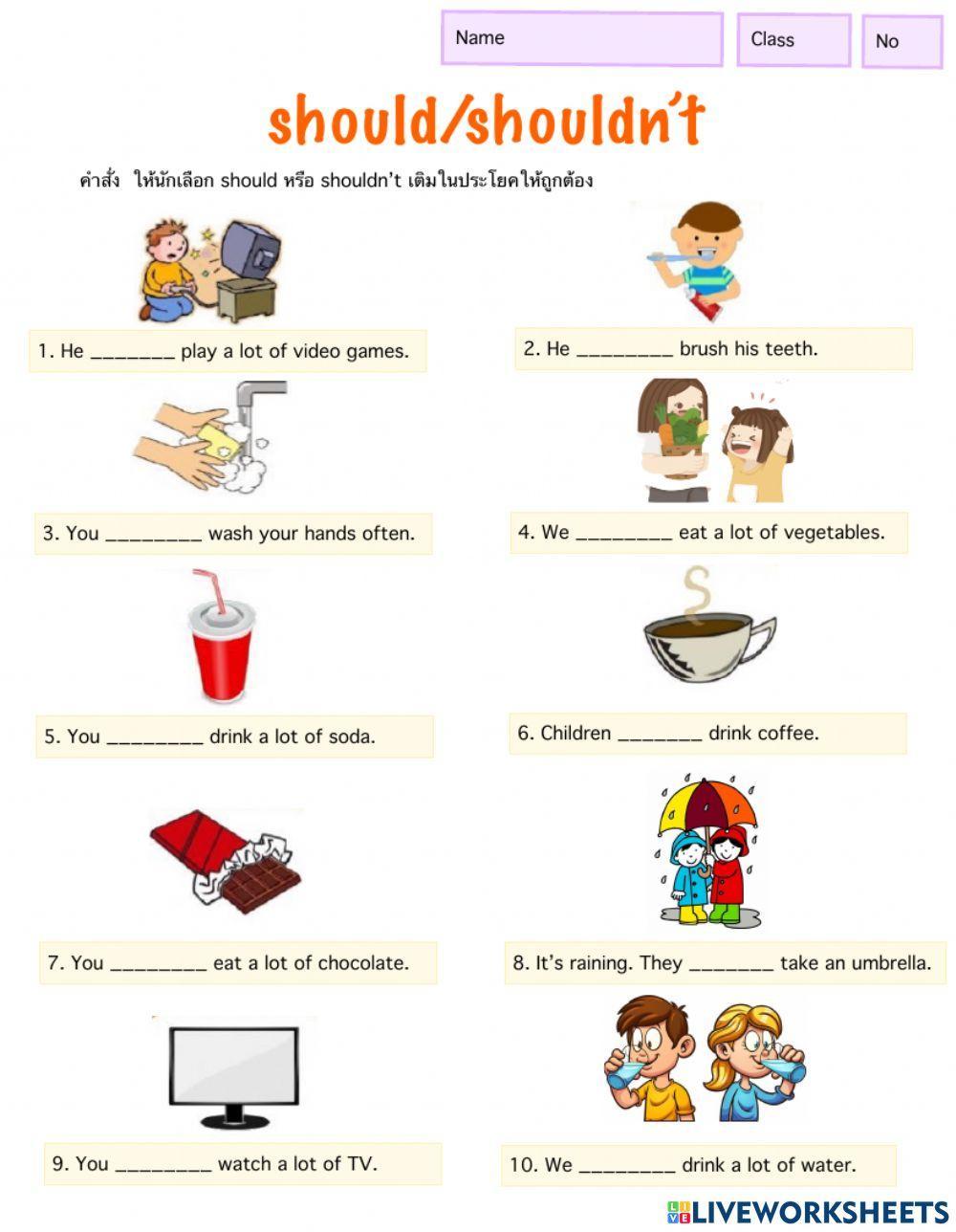 should-shouldn-t-worksheet-live-worksheets