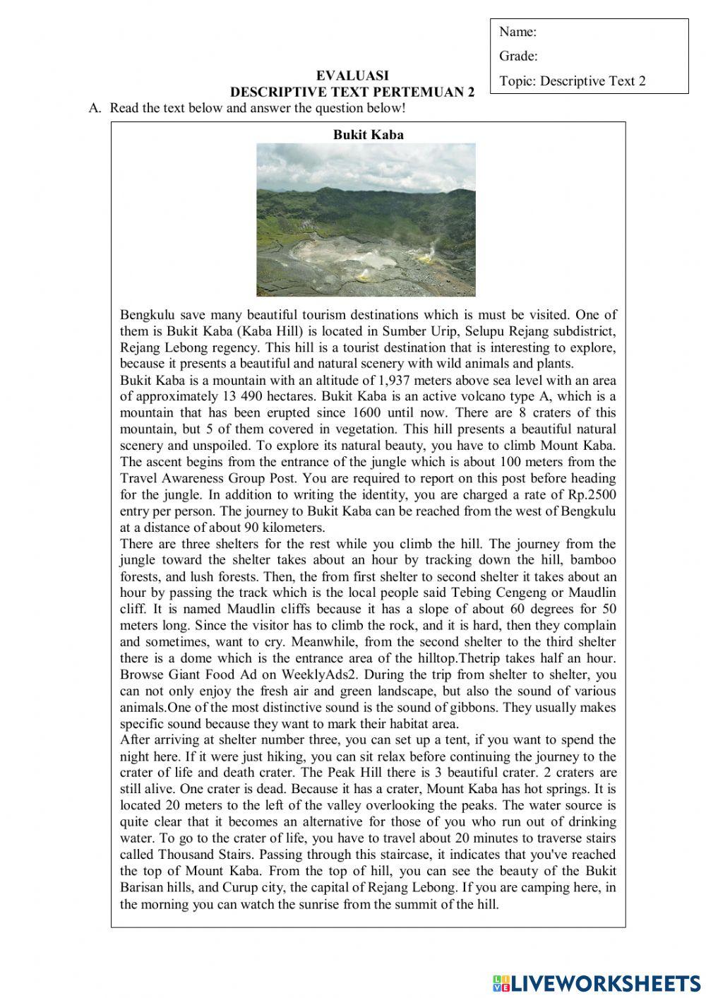 Evaluation Descriptive 2