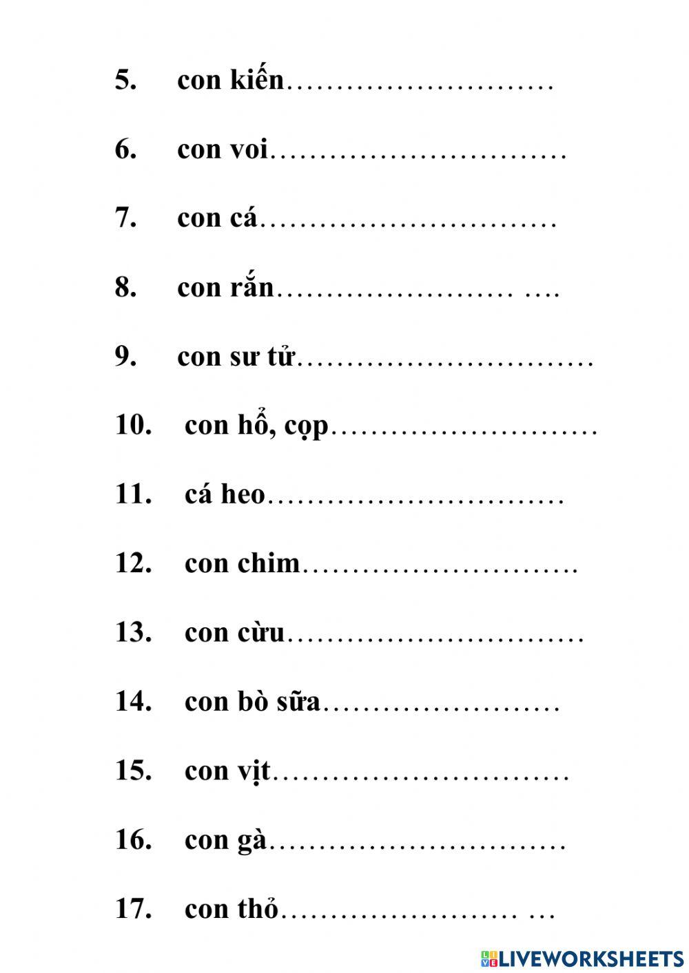 Animals- Động vật