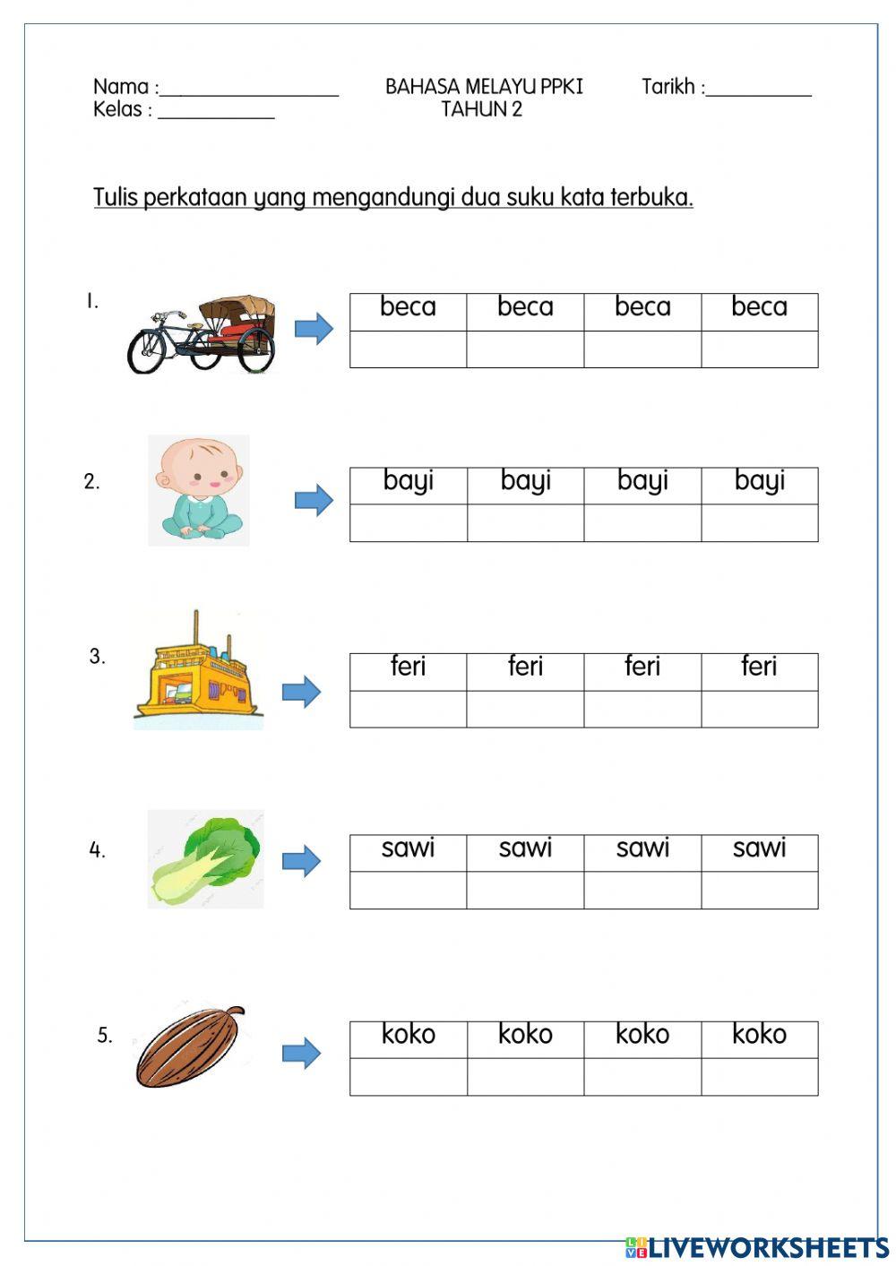 Menulis Perkataan (Dua Suku Kata Terbuka)