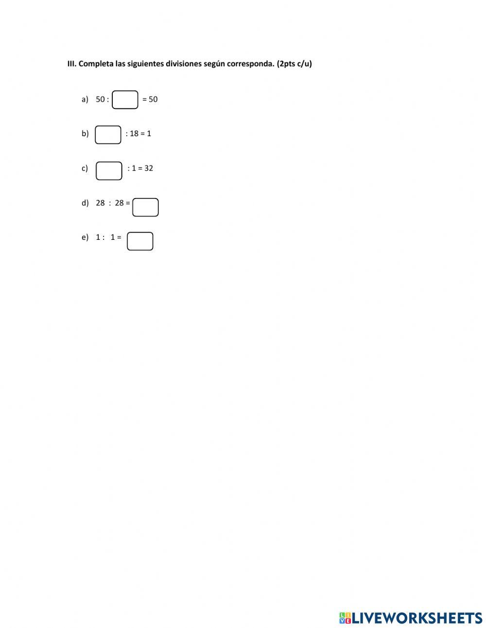 Quiz matemáticas Divisiones
