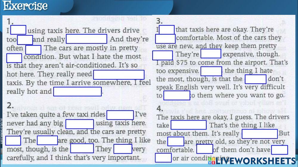 Unit 2: fill in the blanks - transport