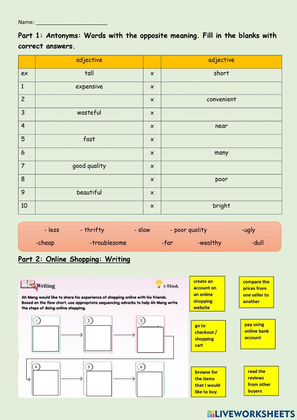 Online shopping & antonyms