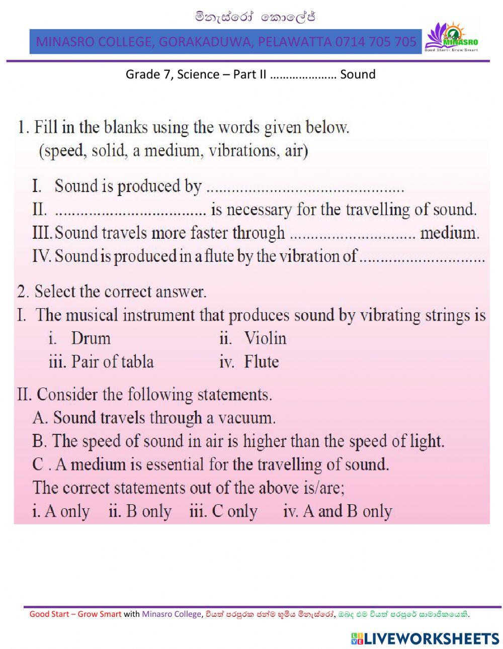 Minasro College - Grade 7 Science