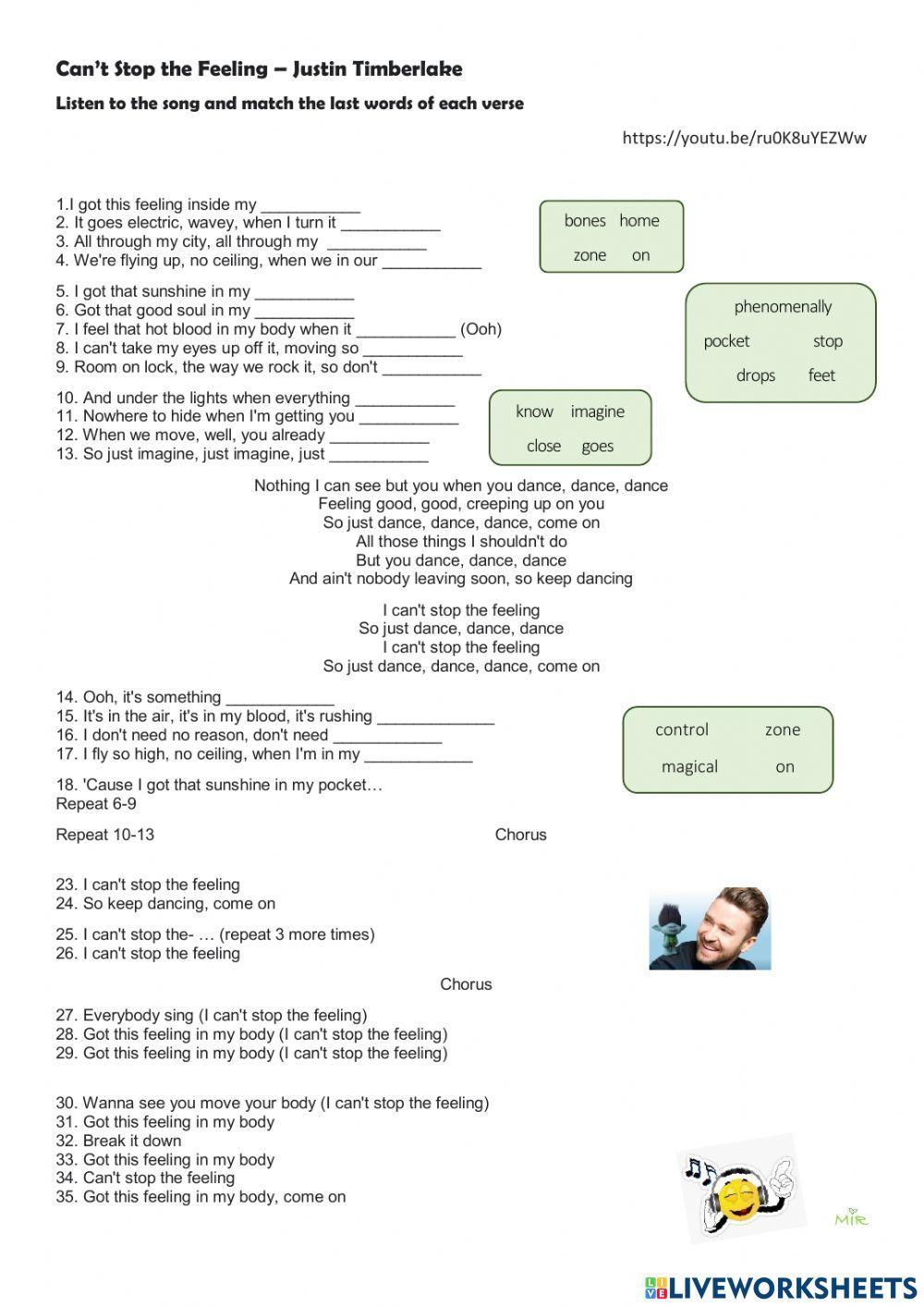 Song: Can-t Stop the Feeling