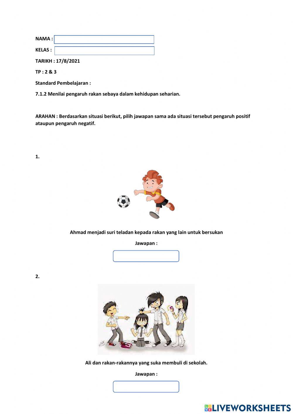 Pk online pdf exercise for thn 5 | Live Worksheets