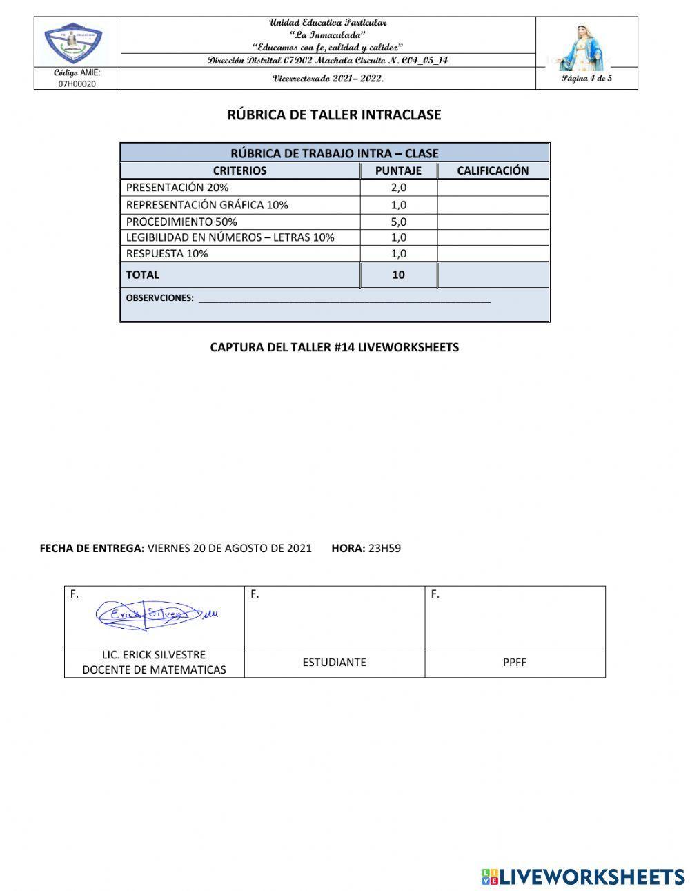Taller - 15 intraclase individual 8vo egb