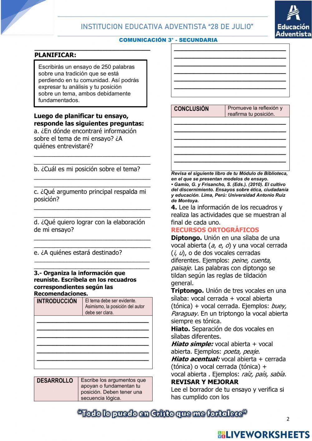 Redactamos un ensayo literario sobre valores