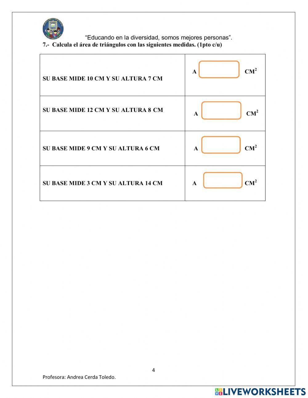 Evaluación matemática 5° a