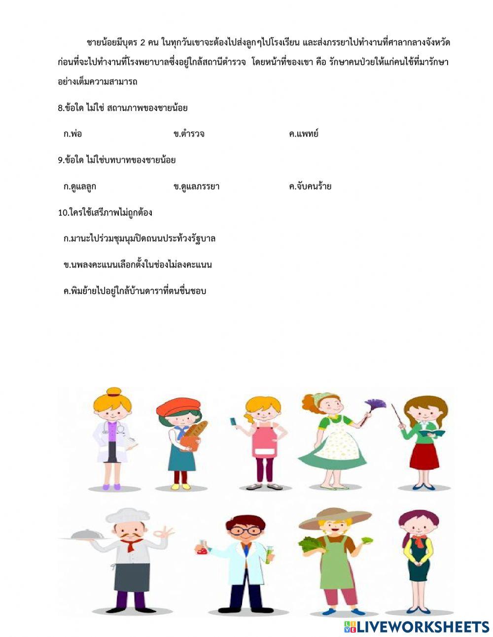 สถานภาพ บทบาท สิทธิ เสรีภาพ และหน้าที่