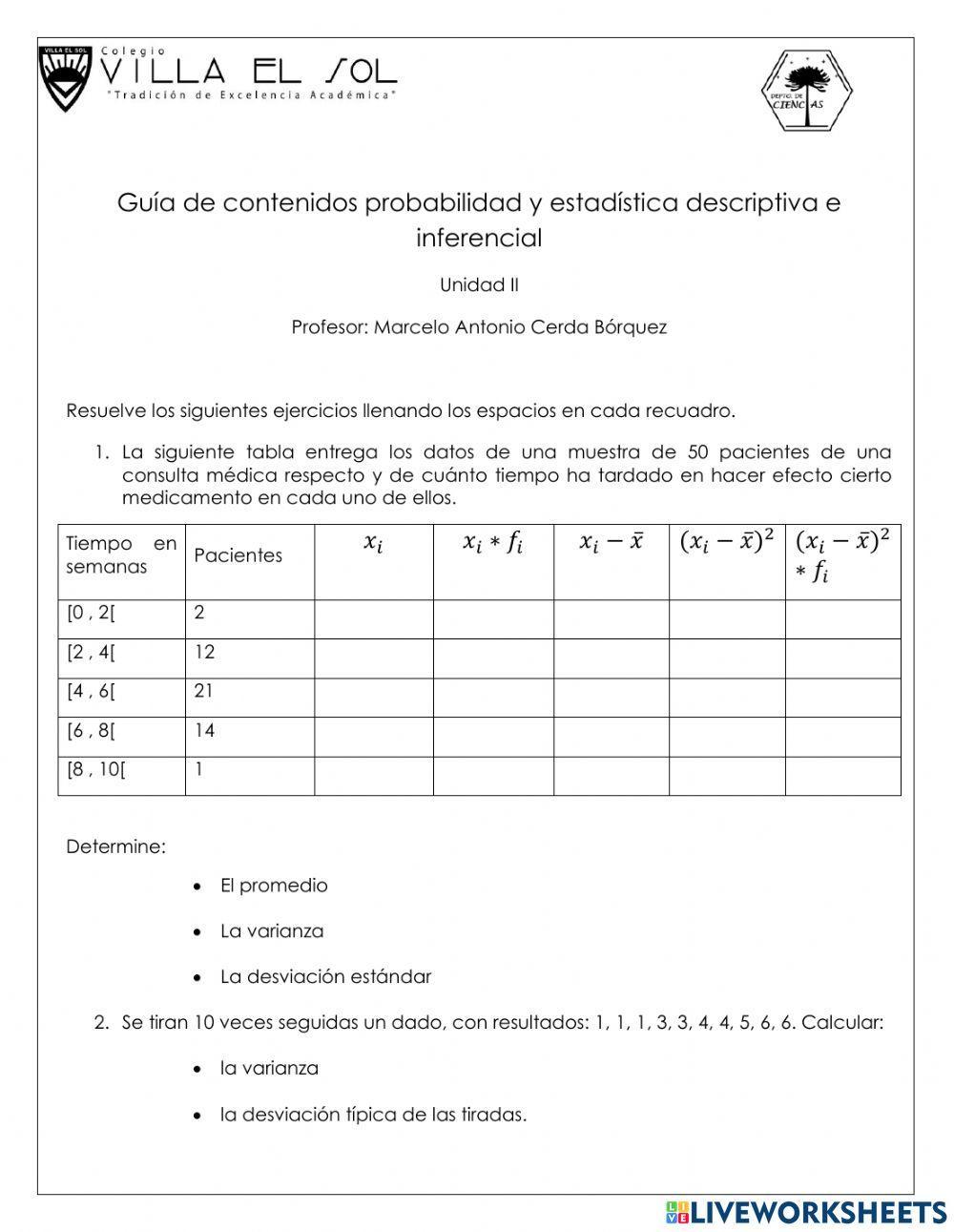 Varianza y desviación típica