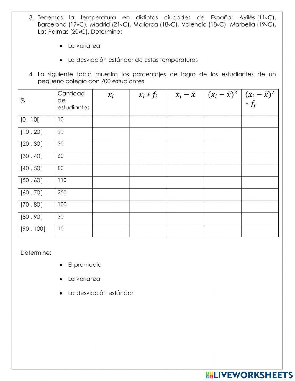 Varianza y desviación típica