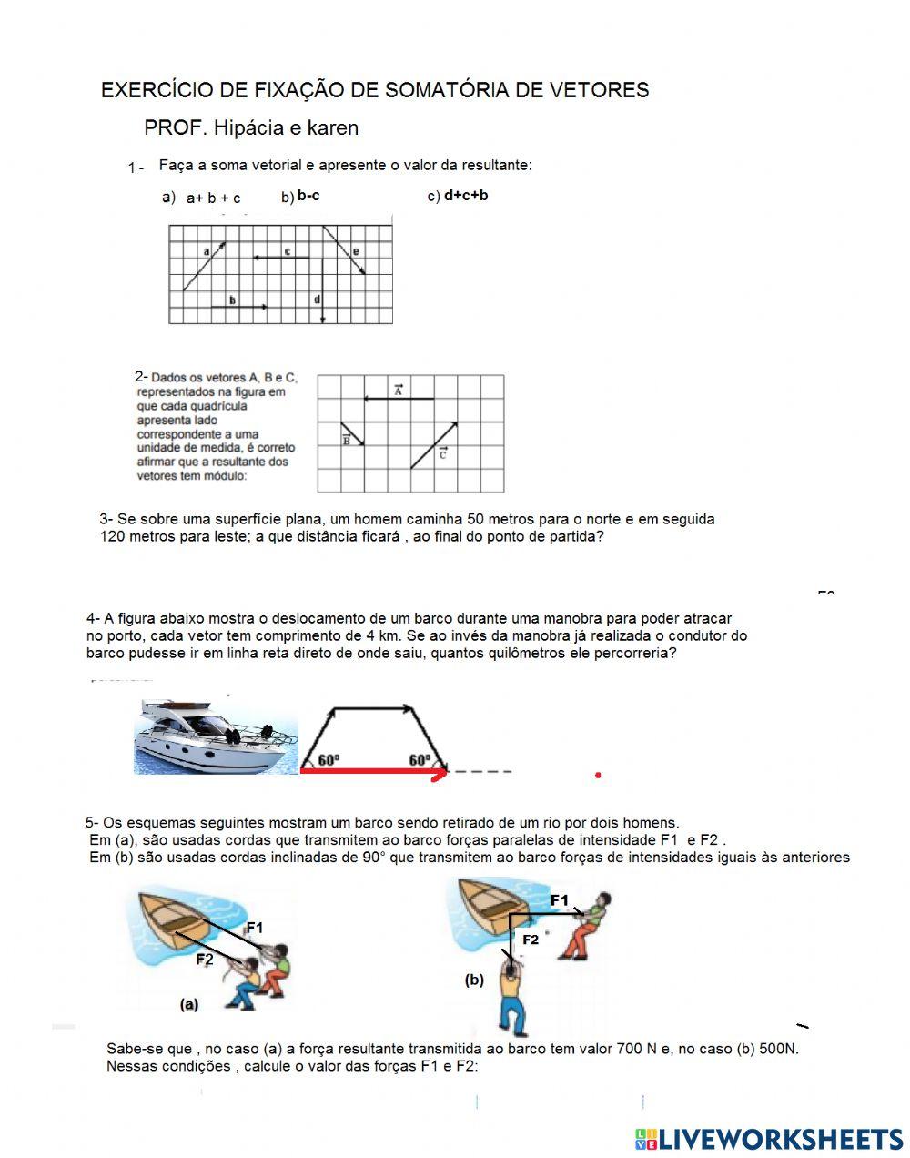 Exercício de fixação de somatória vetorial